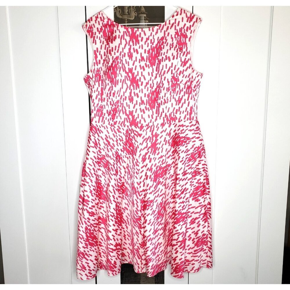 Boden Swishy Mara Dress Womens 10 Pink White Sleeveless Fit Flare Knee Length